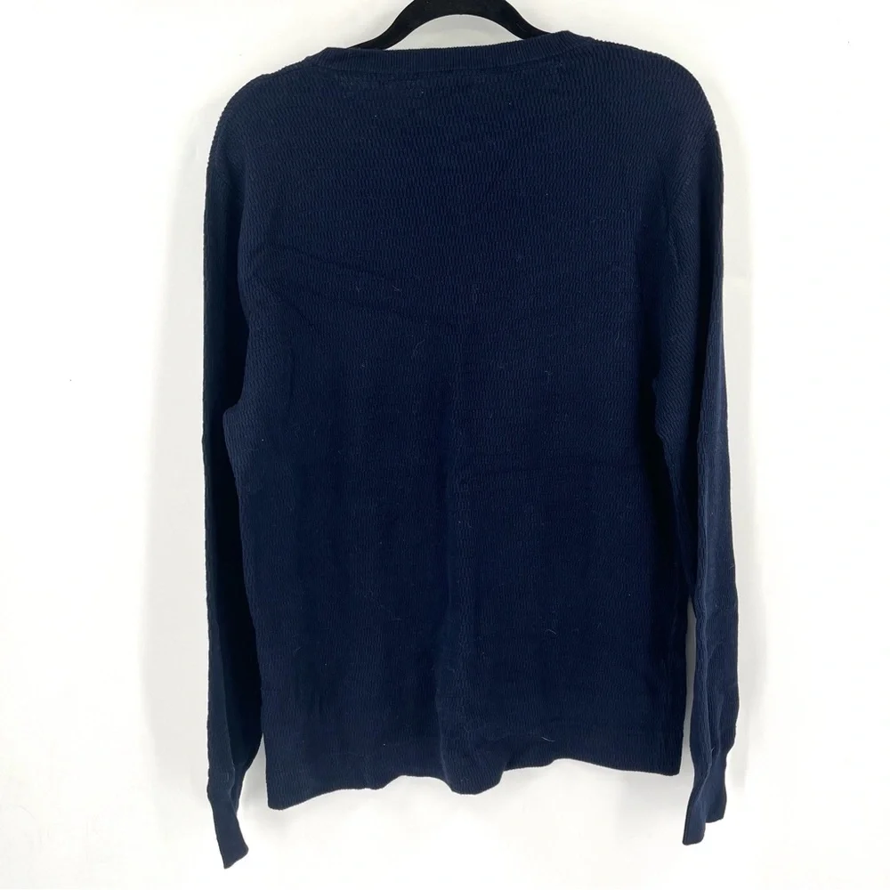 J.CREW 100% Cotton Thermal Knit Sweater Navy Blue Crewneck Pullover NWT Men L